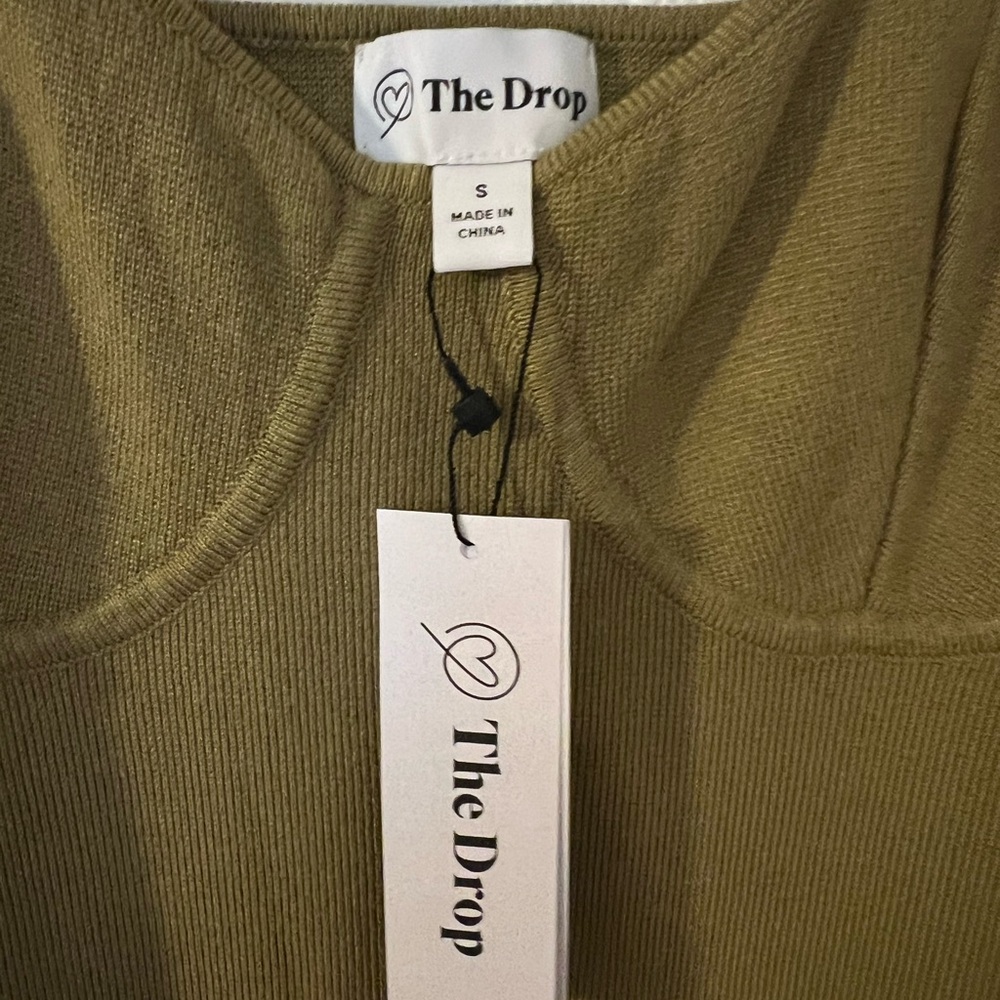 Olive Green Strap Midi Bodycon Dress with Structured Bust - Picture 2 of 3